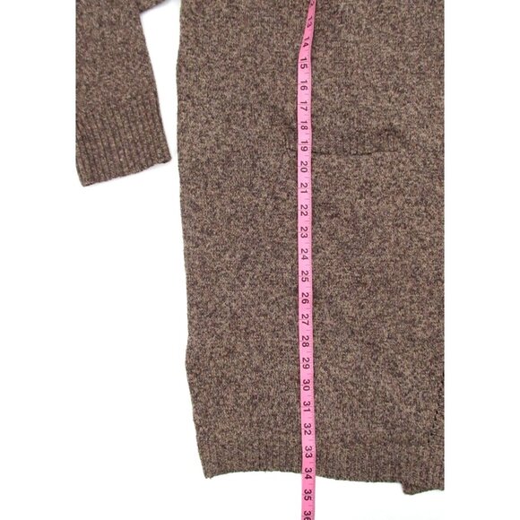 Easel Cardigan Duster Womens Large Brown Open Acrylic Sweater Pocket Cottagecore - Picture 8 of 9